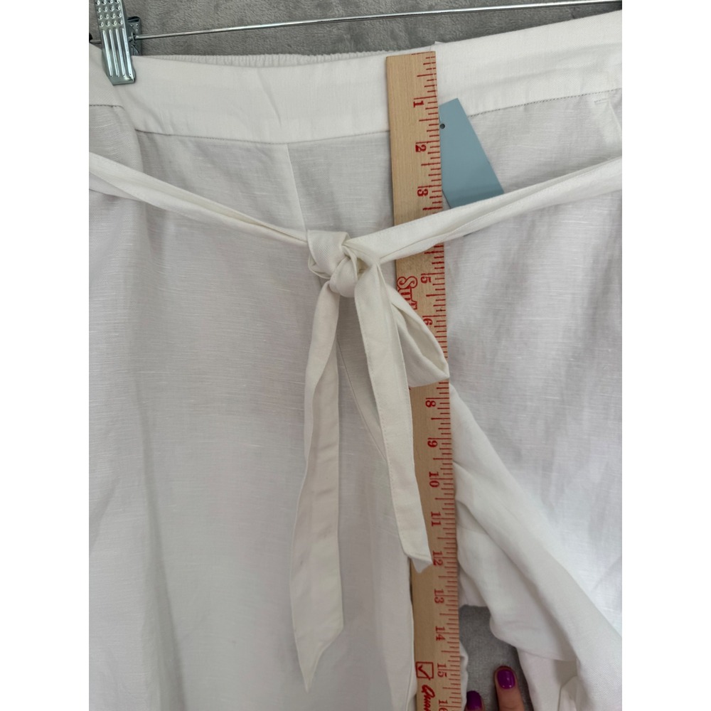 NWT LOFT White Linen Blend Wide Leg Cropped Pants Petite Large LP 32825497 - Picture 4 of 10
